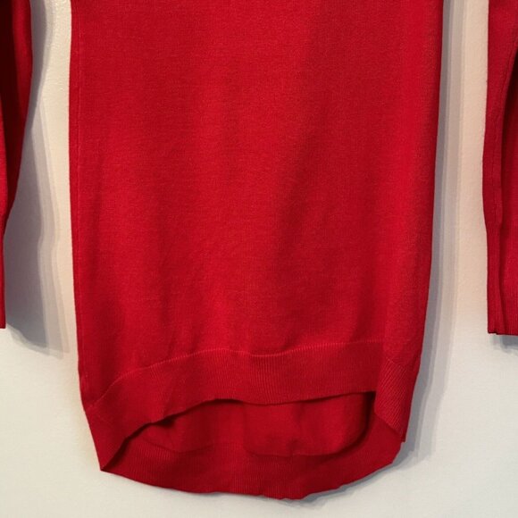 Arden B Red Off-Shoulder Crochet Tunic Sweater Medium Holiday Y2K - Picture 4 of 11